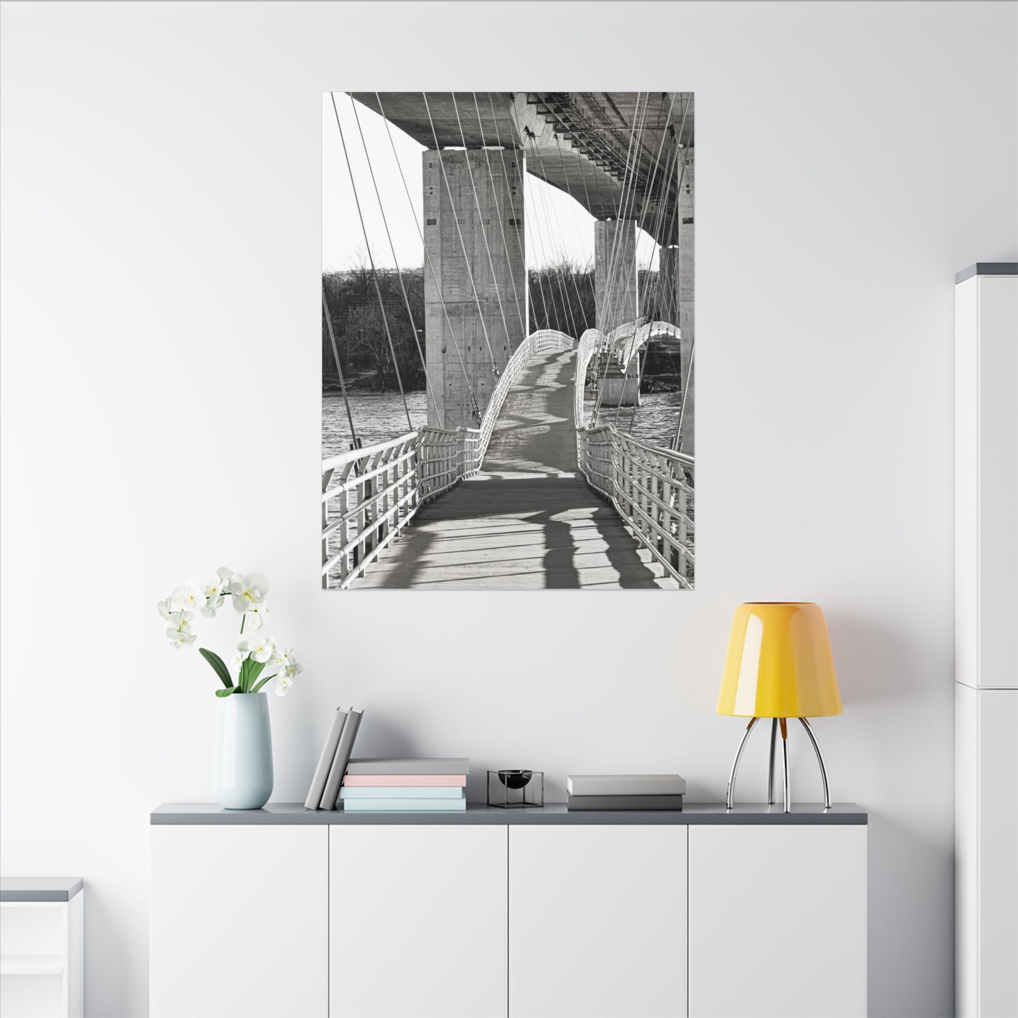 "Foot Bridge" - Black & White Bridge Photo Canvas