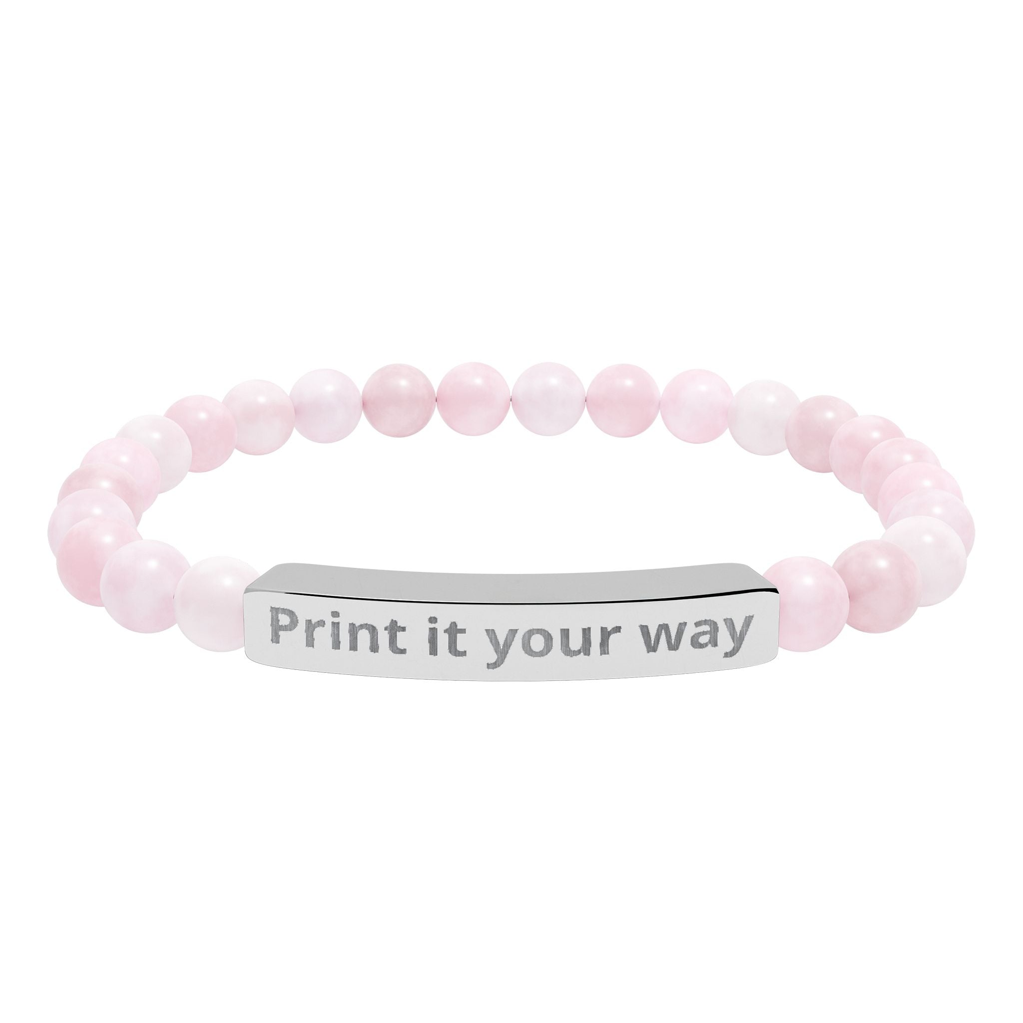 Customizable Engravable Natural Stone Bar Bracelet —  Stretch Beaded Bracelet