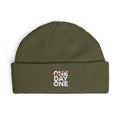 "Day One" Cuff Beanie - Embroidered Knit Hat