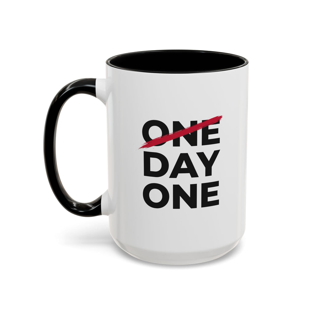 “Day One” Accent Coffee Mug (11, 15oz) - Black Text