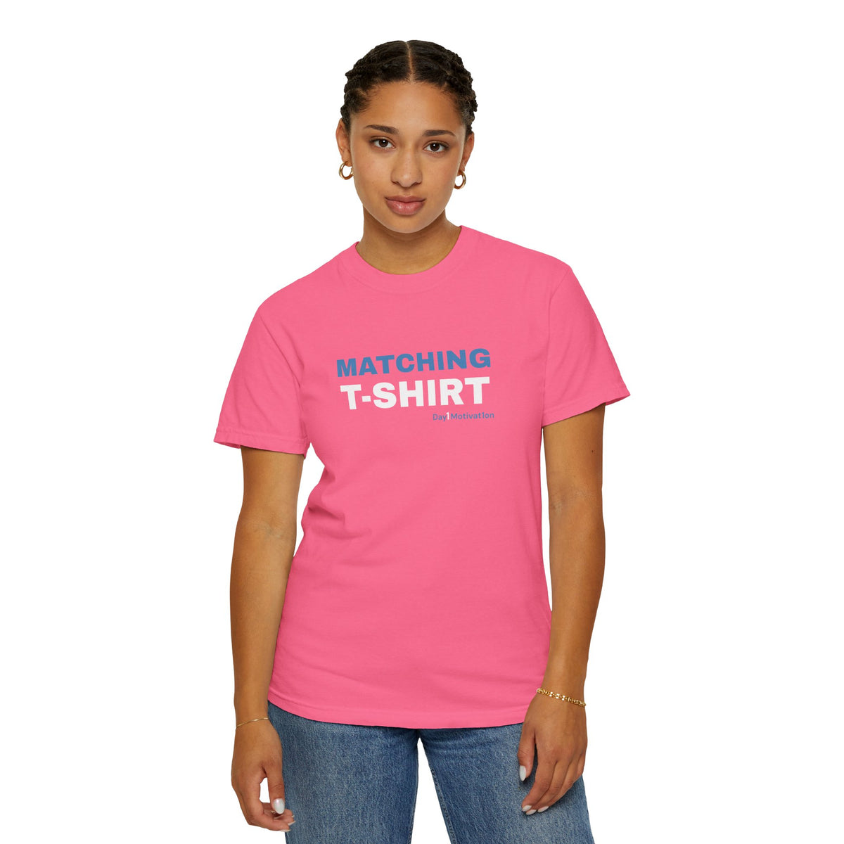"Matching T-Shirt" | Unisex Graphic Tee with University Blue and Black Text