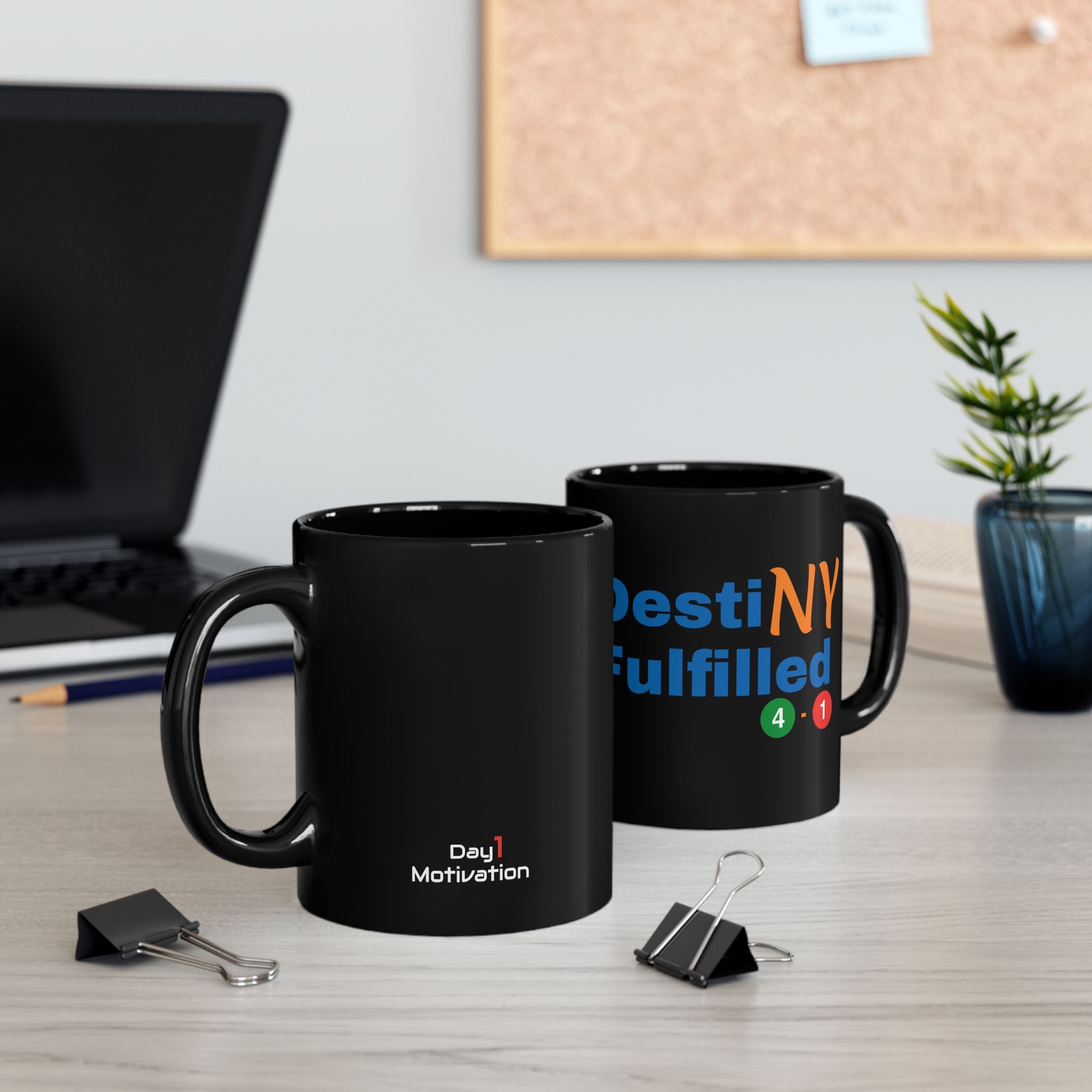 "DestiNY Fulfilled" Black Coffee Cup (11oz & 15oz)