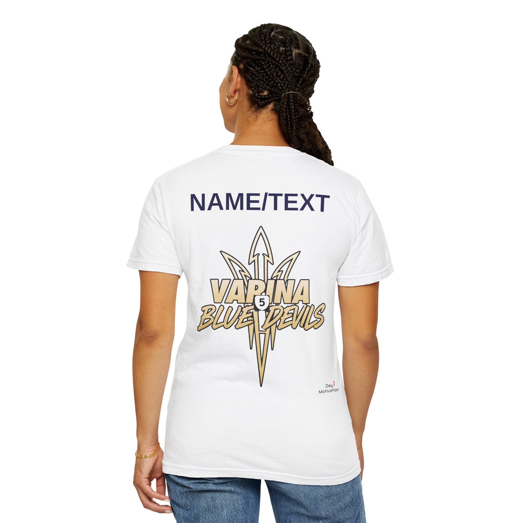 Varsity ‘VARINA’ Blue Devils T-Shirt — Victory, Attitude, Respect, Integrity, Never Quit, Ambition