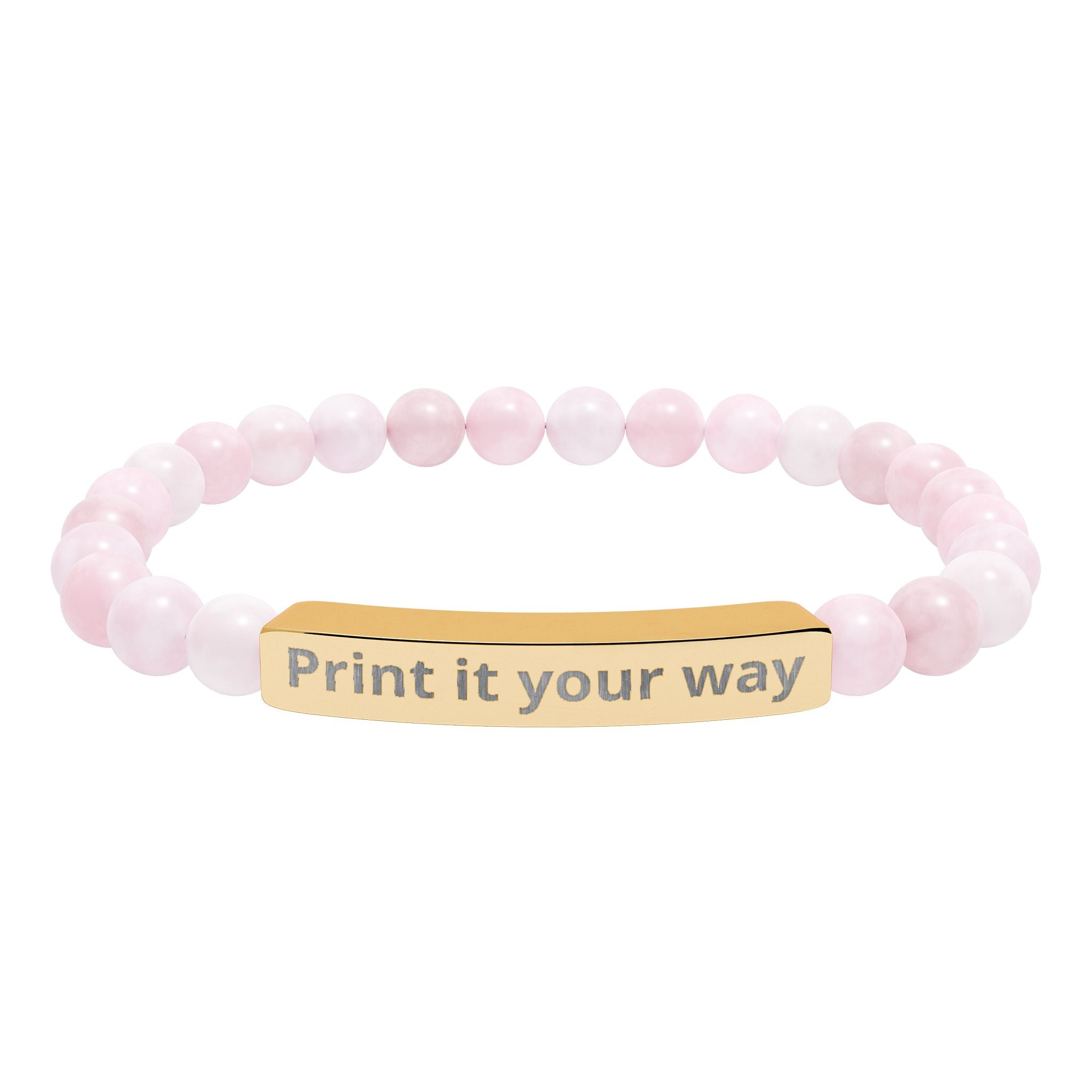 Customizable Engravable Natural Stone Bar Bracelet —  Stretch Beaded Bracelet
