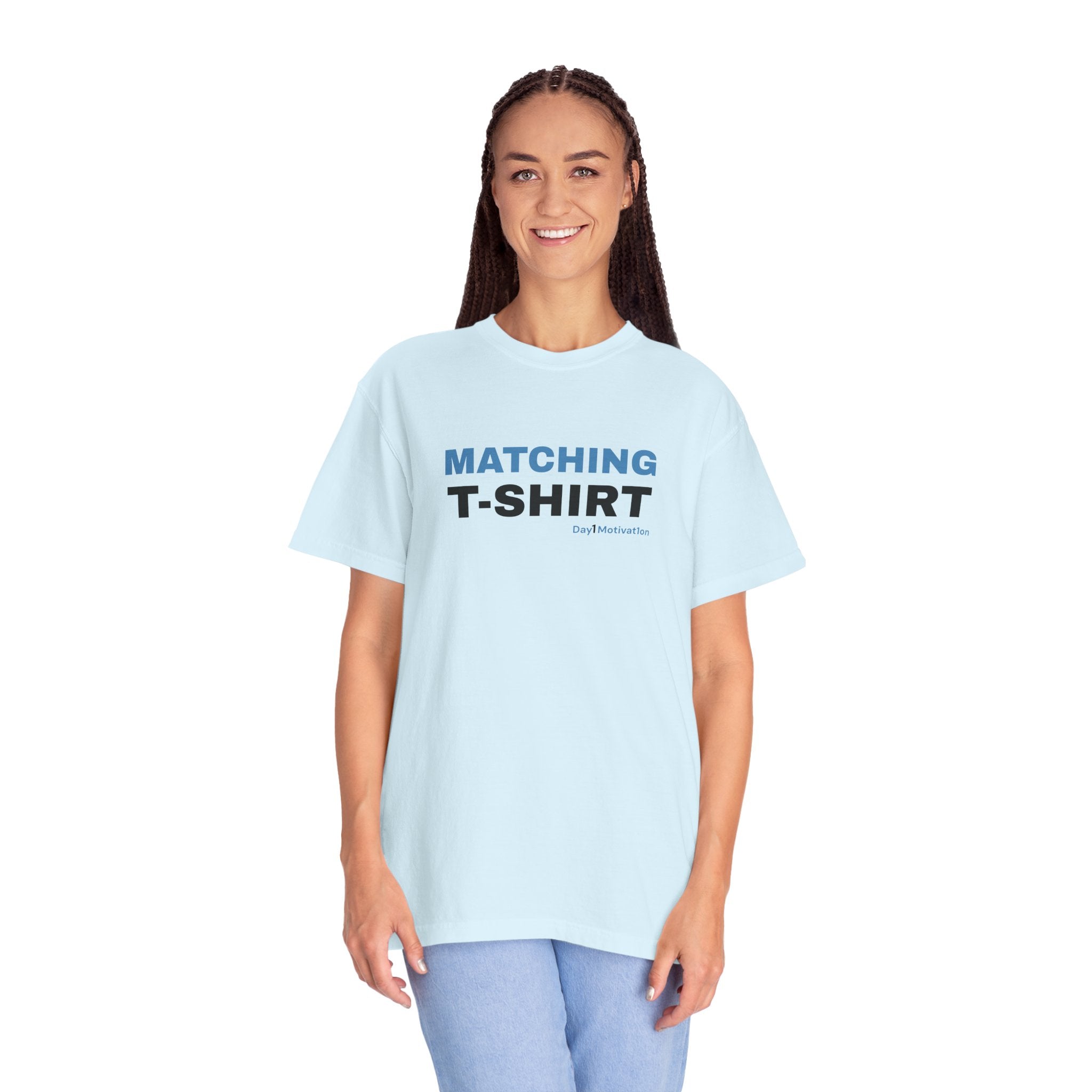 "Matching T-Shirt" | Unisex Graphic Tee with University Blue and Black Text