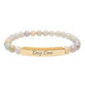 Day One Natural Stone Stretch Bar Bracelet — Engraved Reminder to Start Today