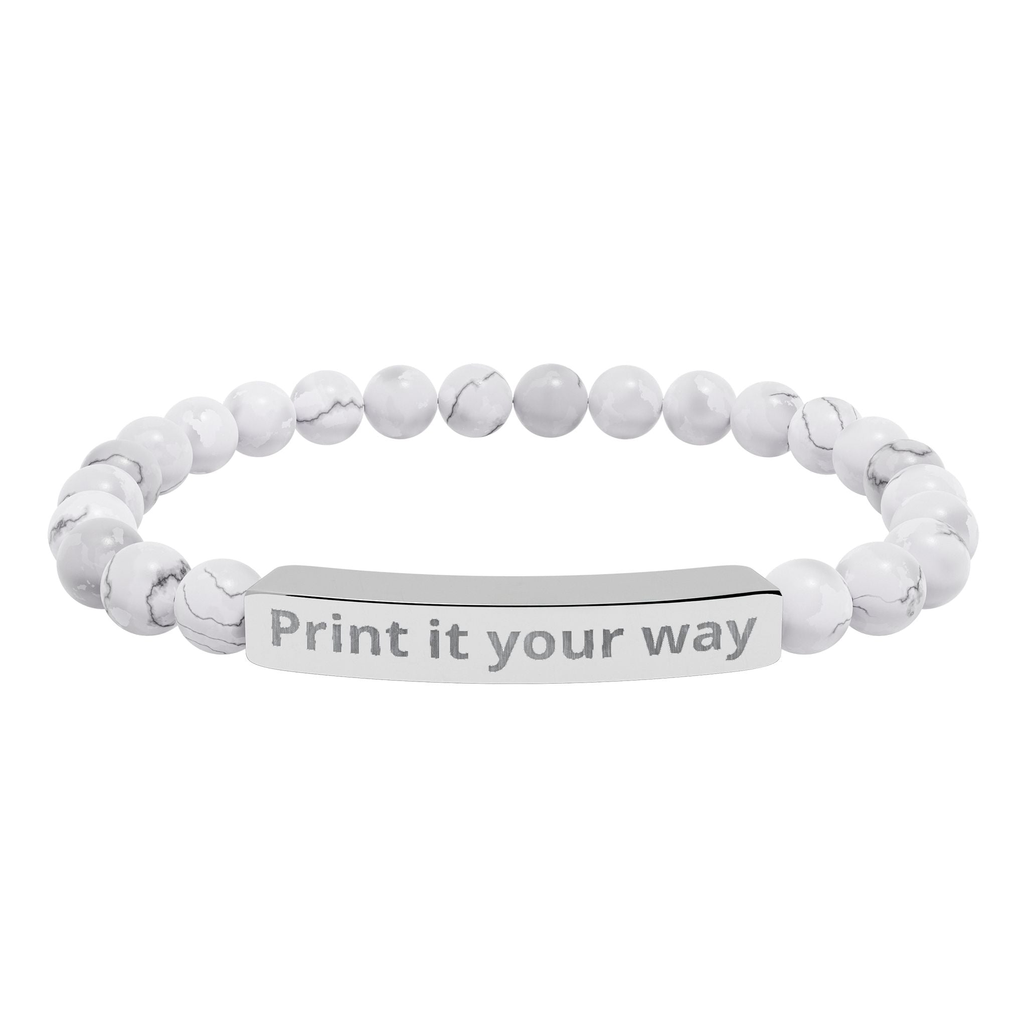 Customizable Engravable Natural Stone Bar Bracelet —  Stretch Beaded Bracelet