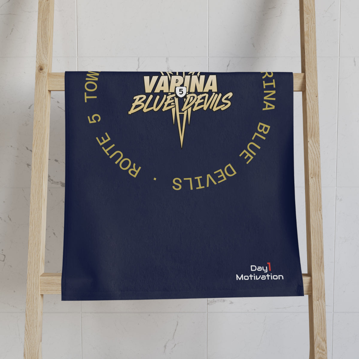 Varina Blue Devils Route 5 Hand Towel — Navy & Gold School Spirit Sports Towel