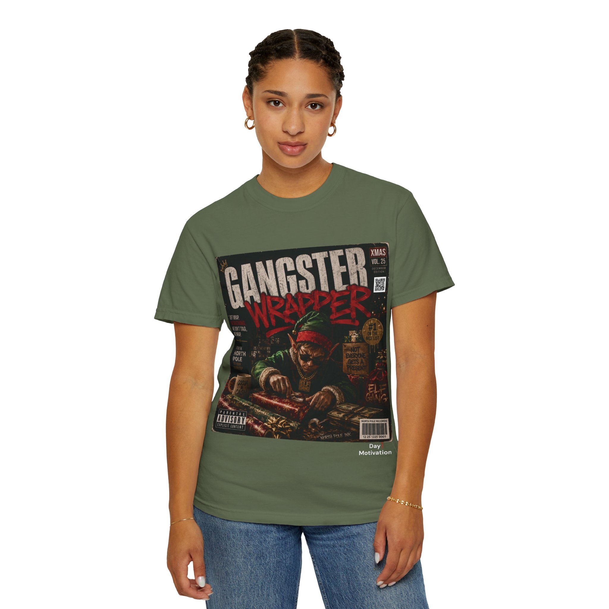Gangster Wrapper Graphic T-Shirt — Retro Hip-Hop Holiday Gift