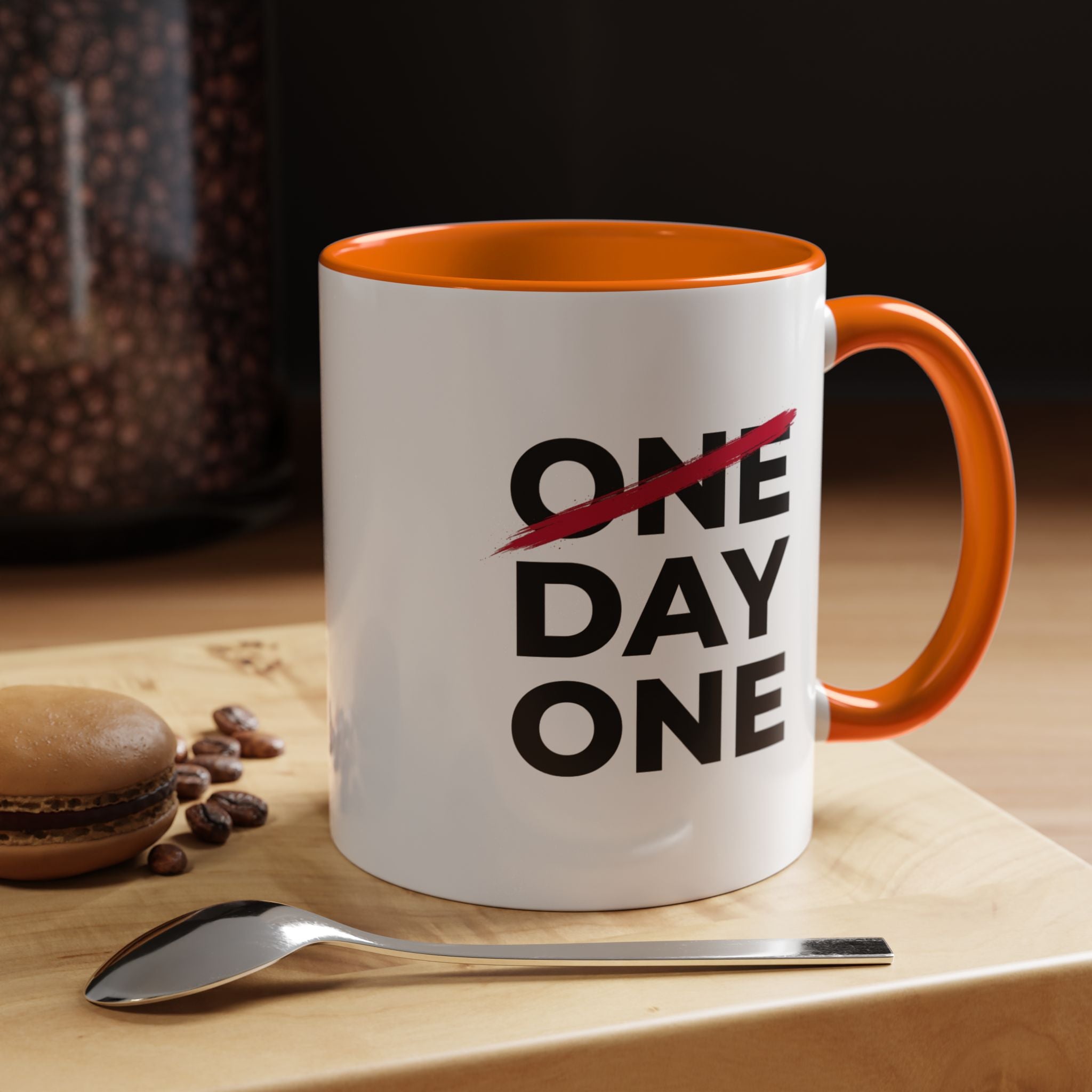 “Day One” Accent Coffee Mug (11, 15oz) - Black Text