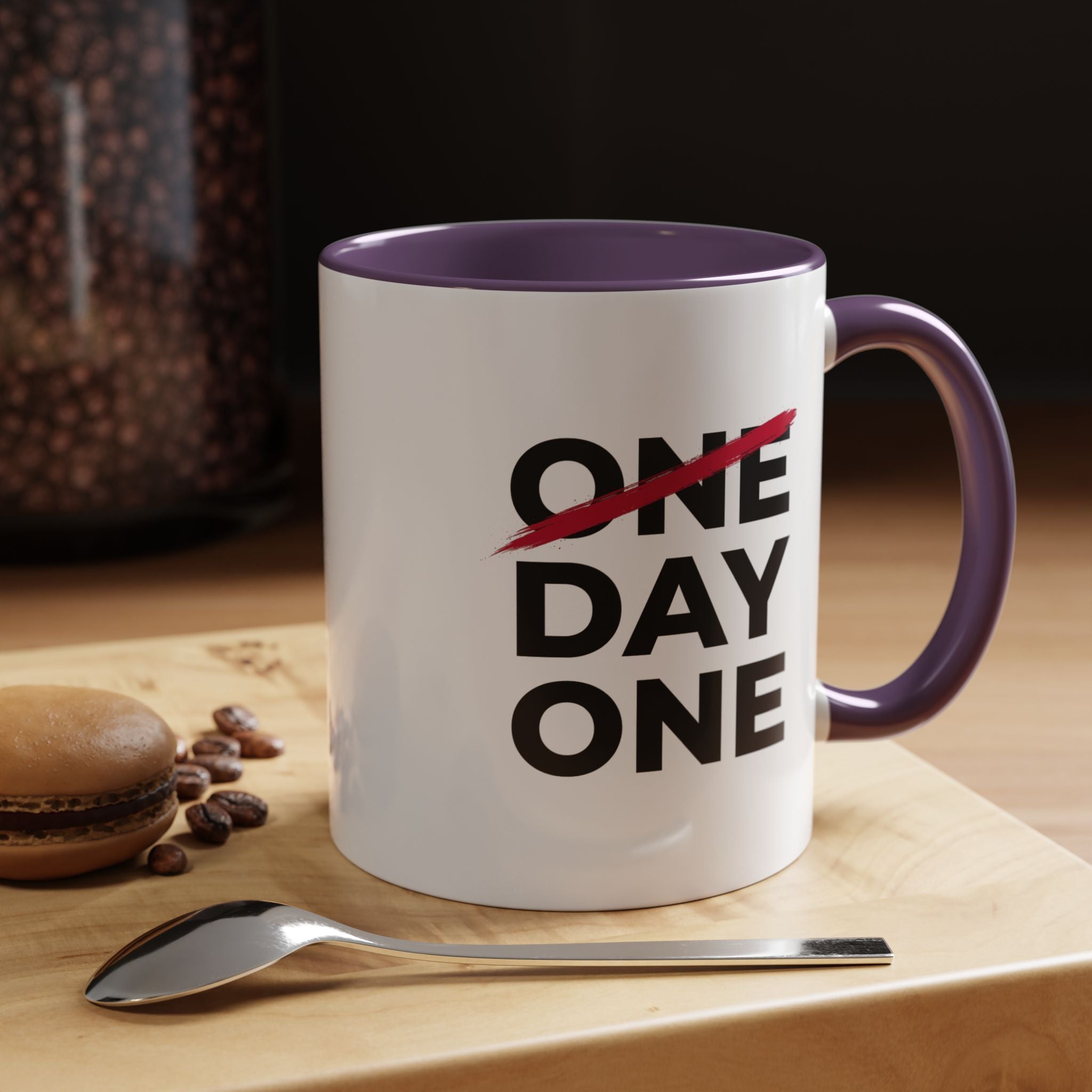 “Day One” Accent Coffee Mug (11, 15oz) - Black Text