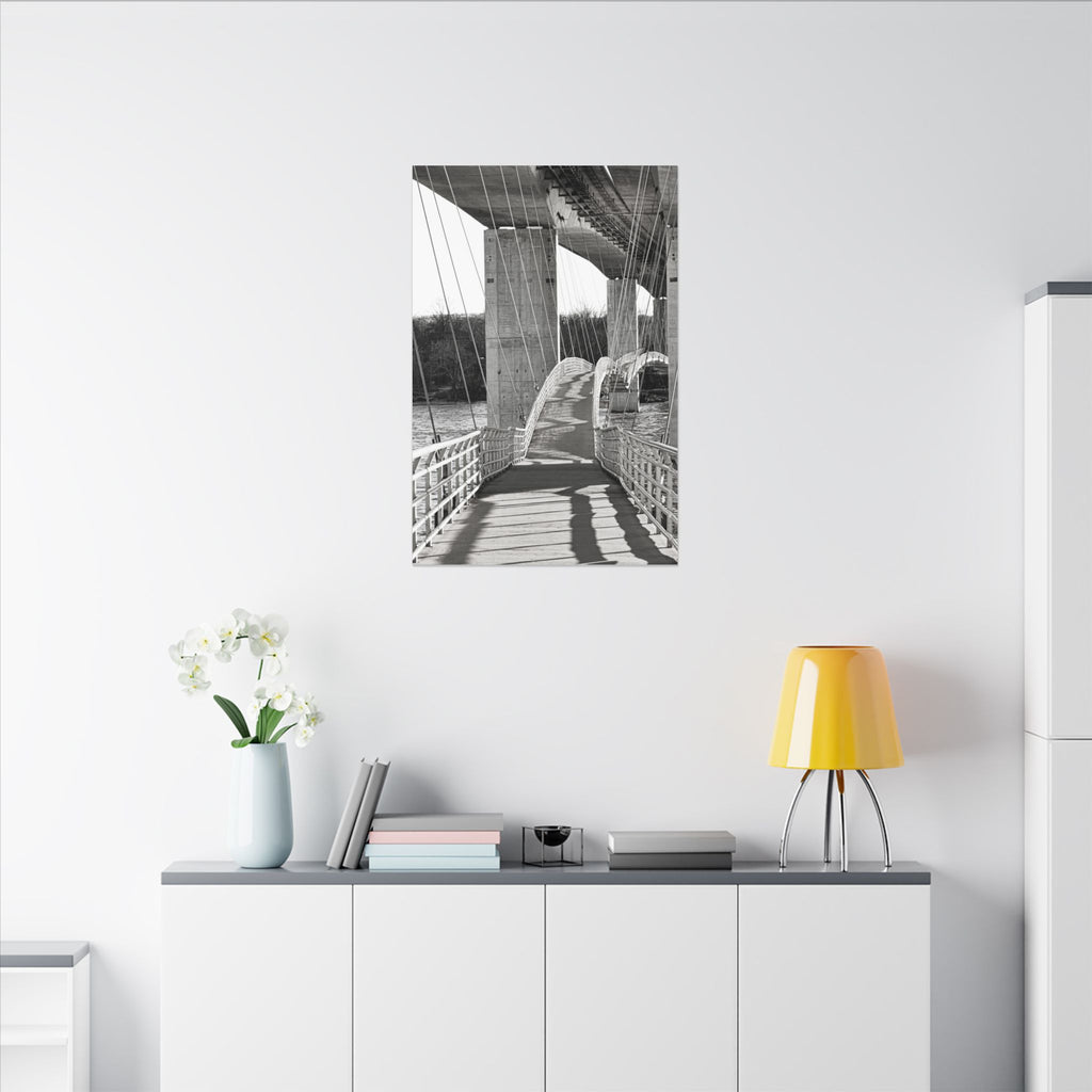 "Foot Bridge" - Black & White Bridge Photo Canvas