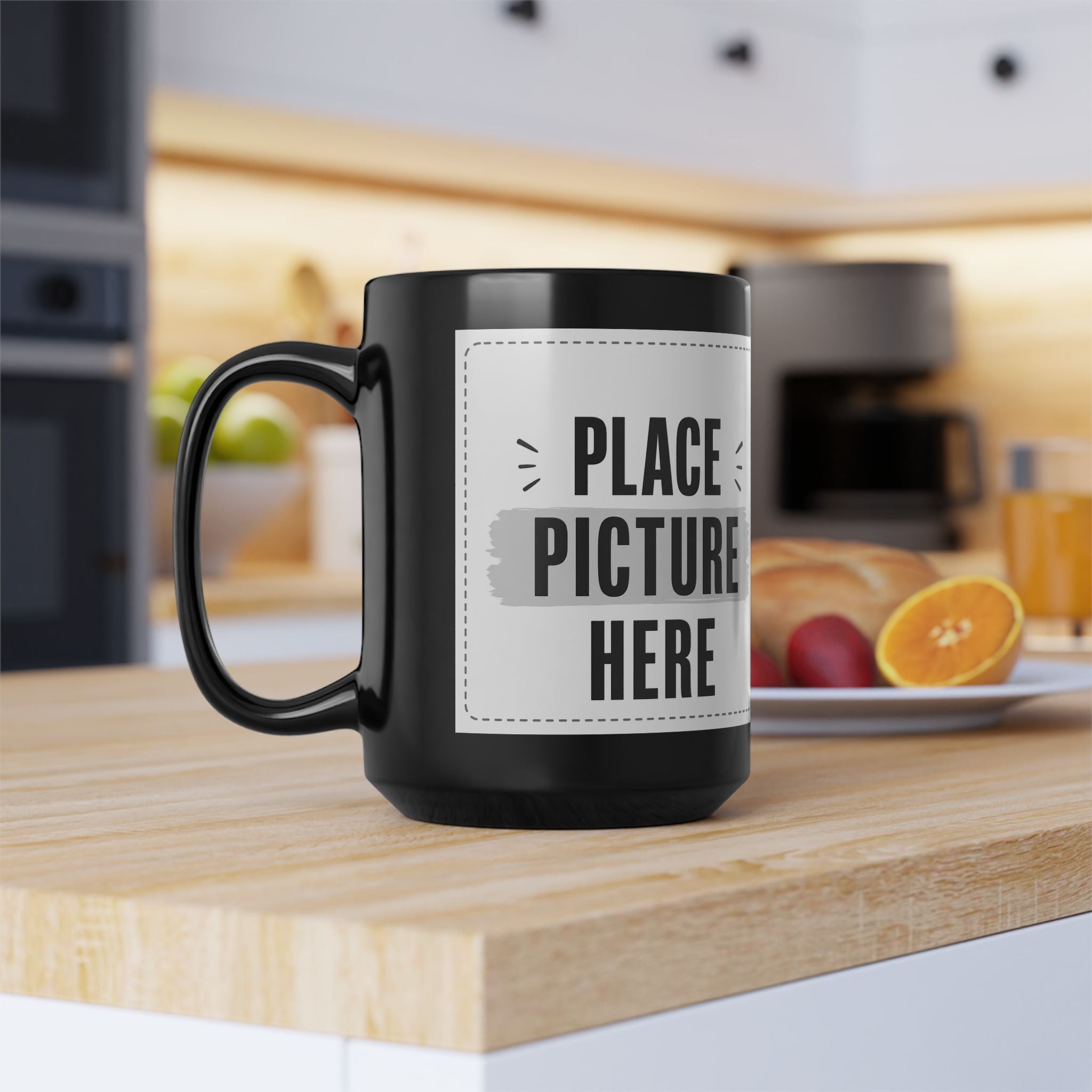 Custom 15oz Black Ceramic Mug — Classic Large Coffee Cup
