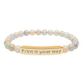 Customizable Engravable Natural Stone Bar Bracelet —  Stretch Beaded Bracelet