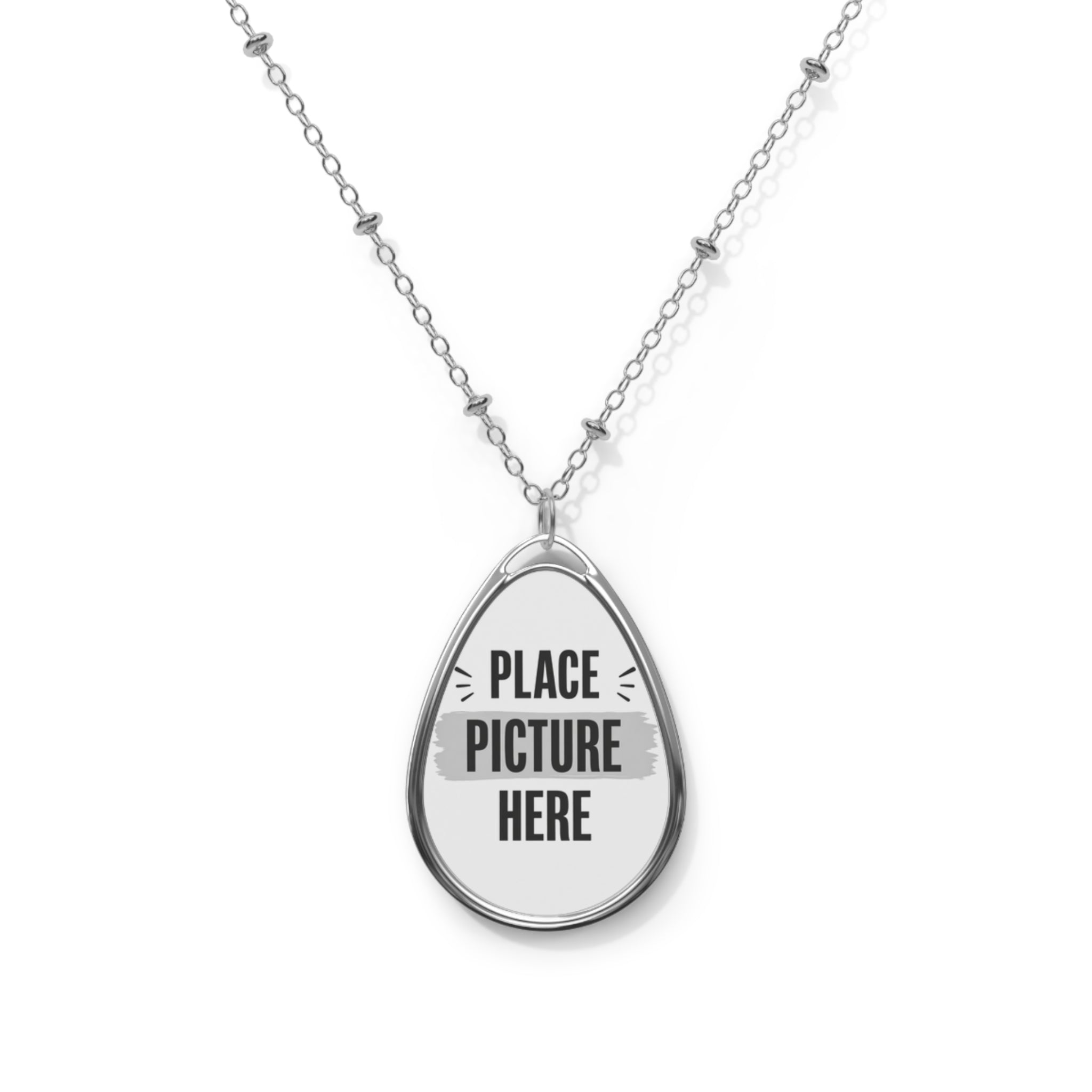 Custom  Oval Photo Necklace — Engraved Picture Locket Pendant