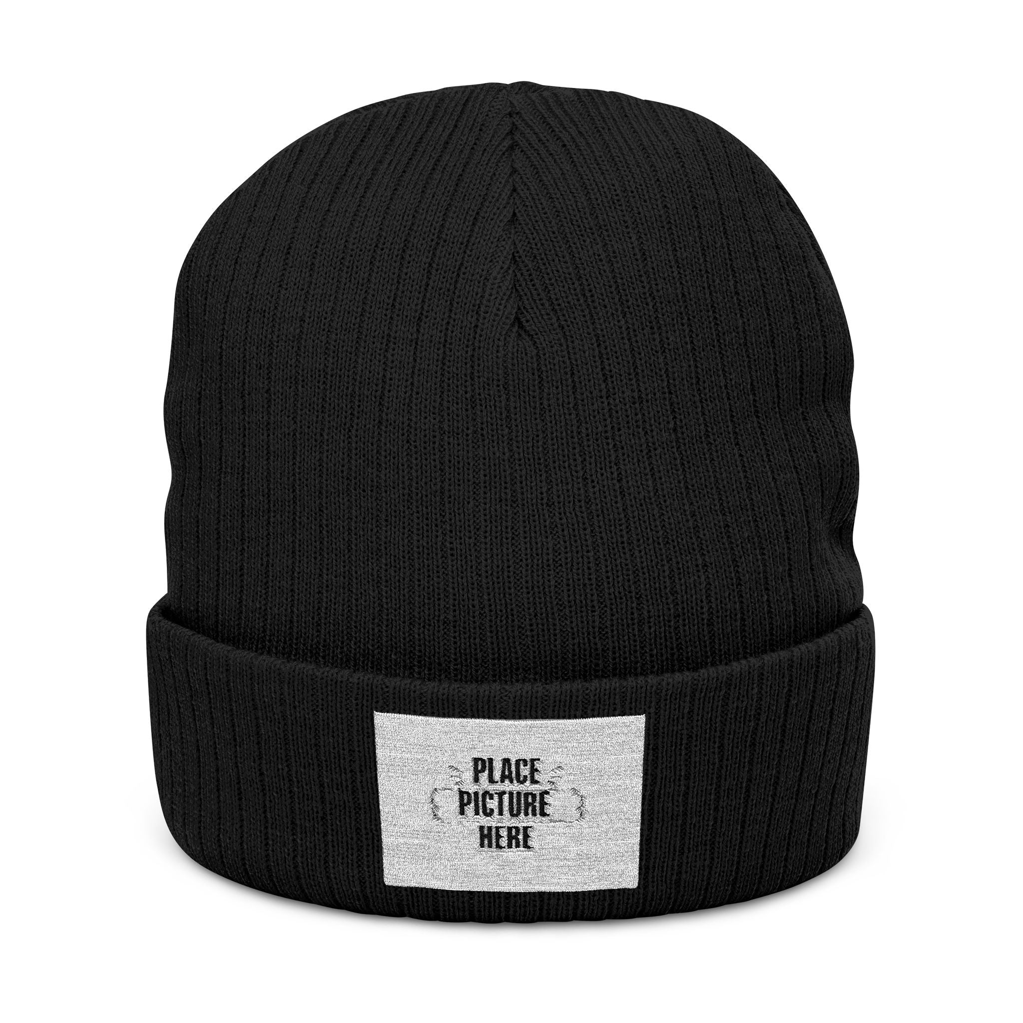 Custom Embroidered Patch Winter Hat — "Designed by You"  Ribbed Knit Beanie