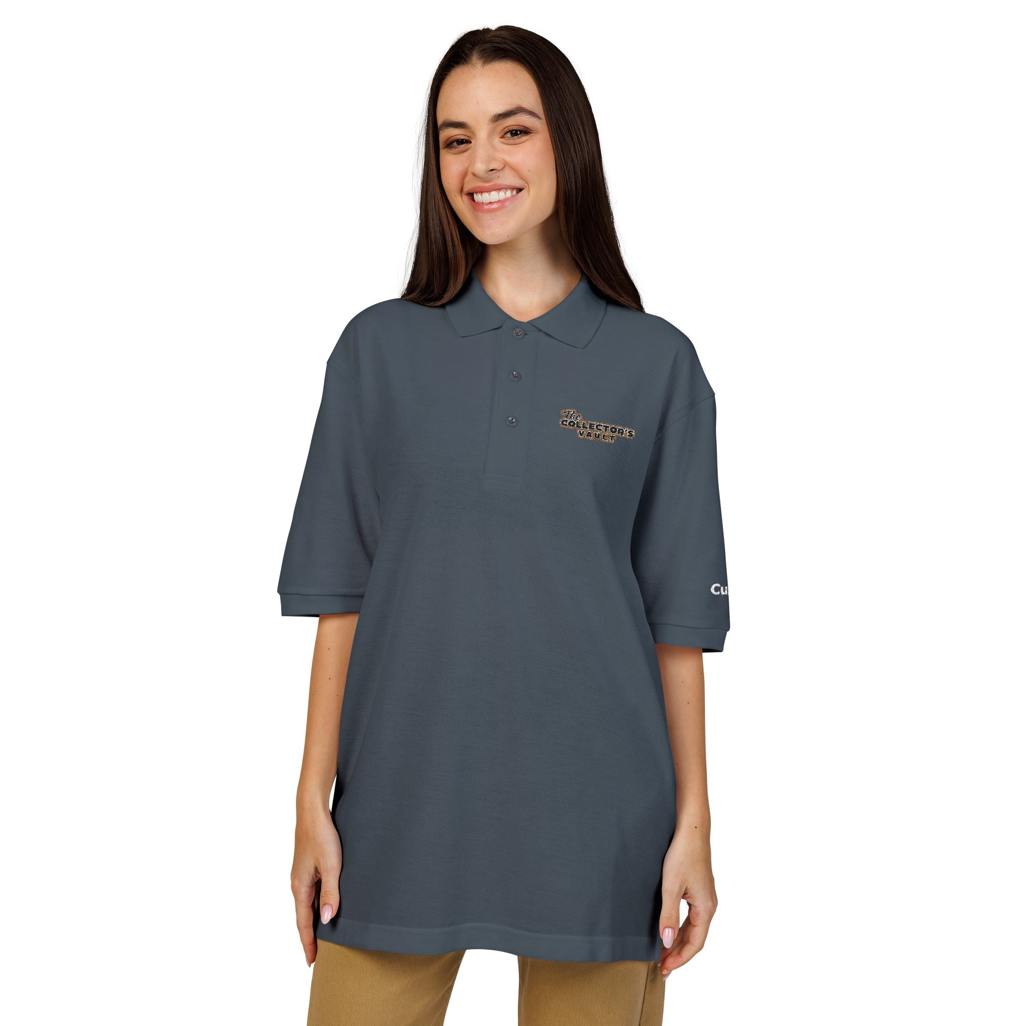 Collector's Vault Embroidered Work Polo — Relaxed Unisex Pique Shirt
