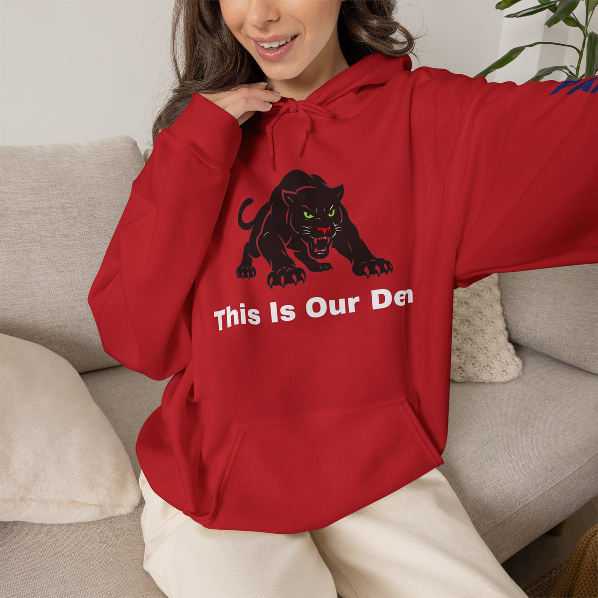 Panther Mascot Hoodie — "This Is Our Den" Team Spirit Sweatshirt
