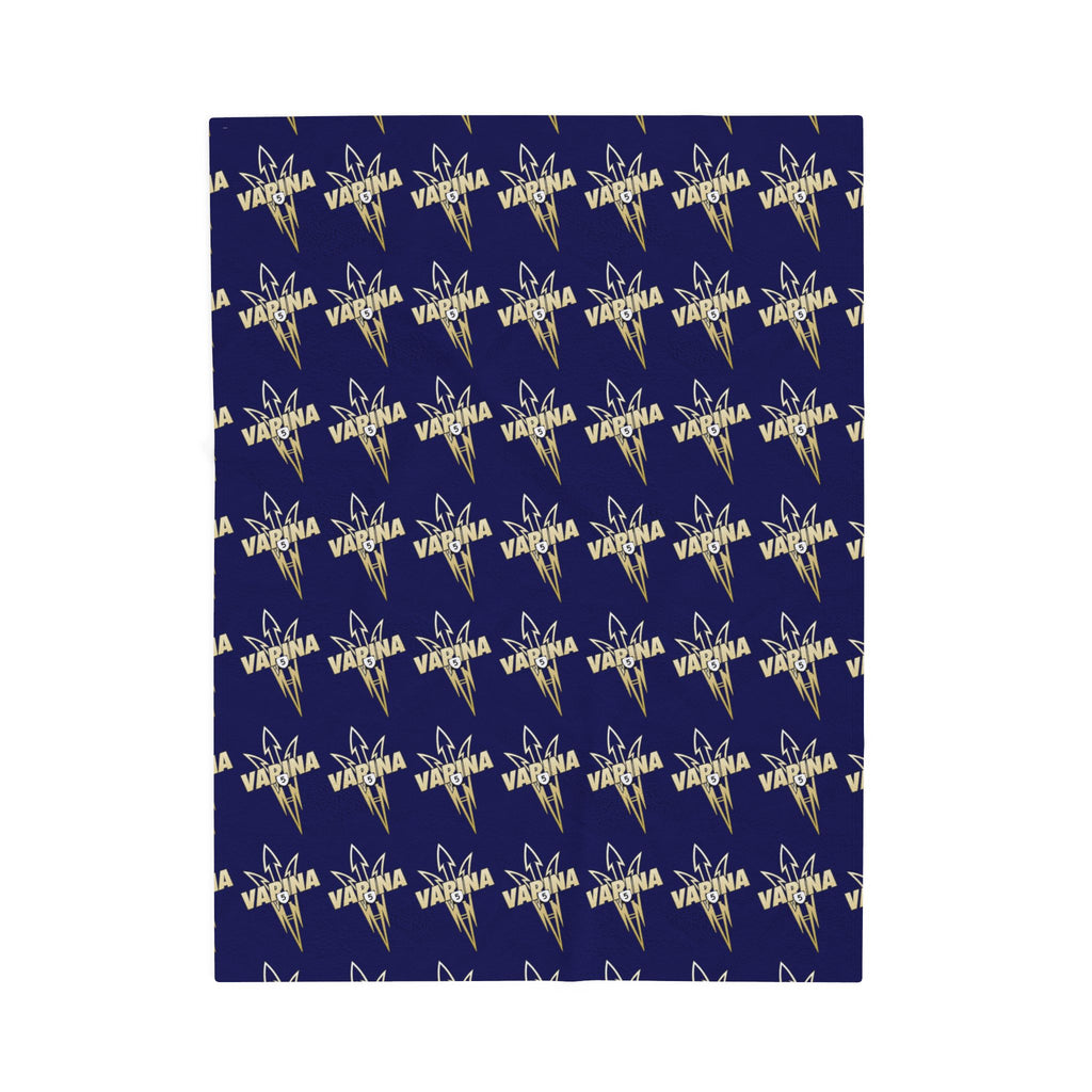 Varina Route 5 Logo Velveteen Plush Blanket – Soft Navy Throw