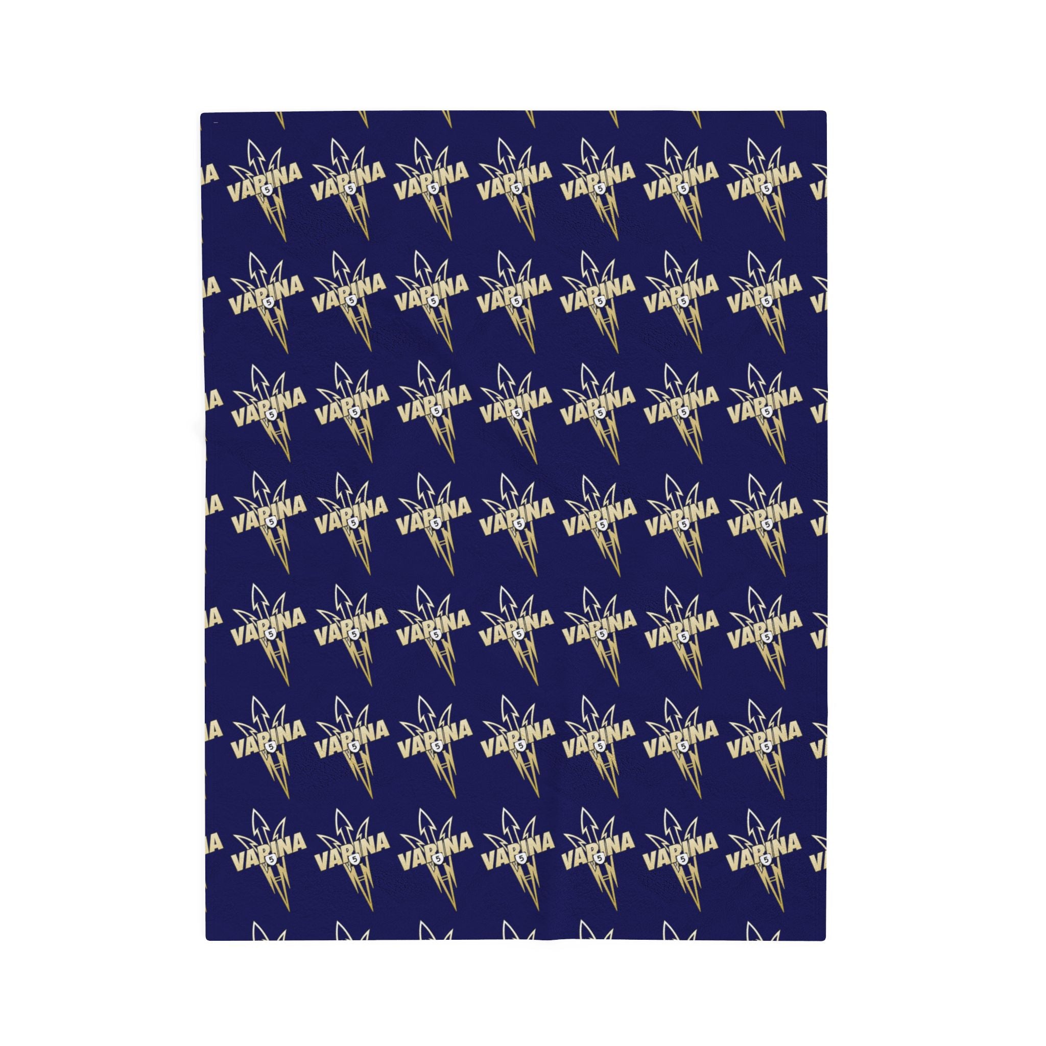 Varina Route 5 Logo Velveteen Plush Blanket – Soft Navy Throw