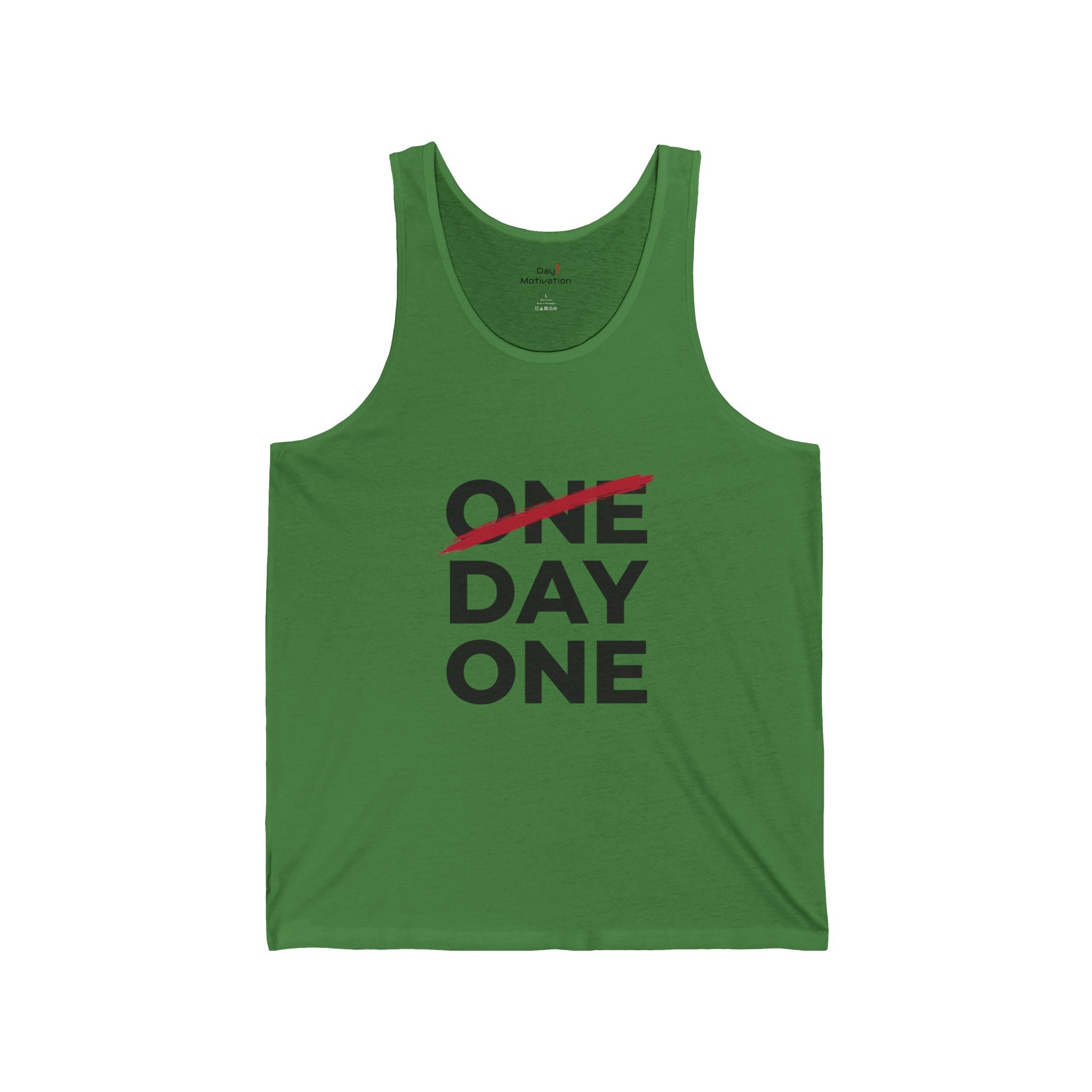 Motivational "One Day One" Tank Top — Minimal Workout & Daily Grind Tee