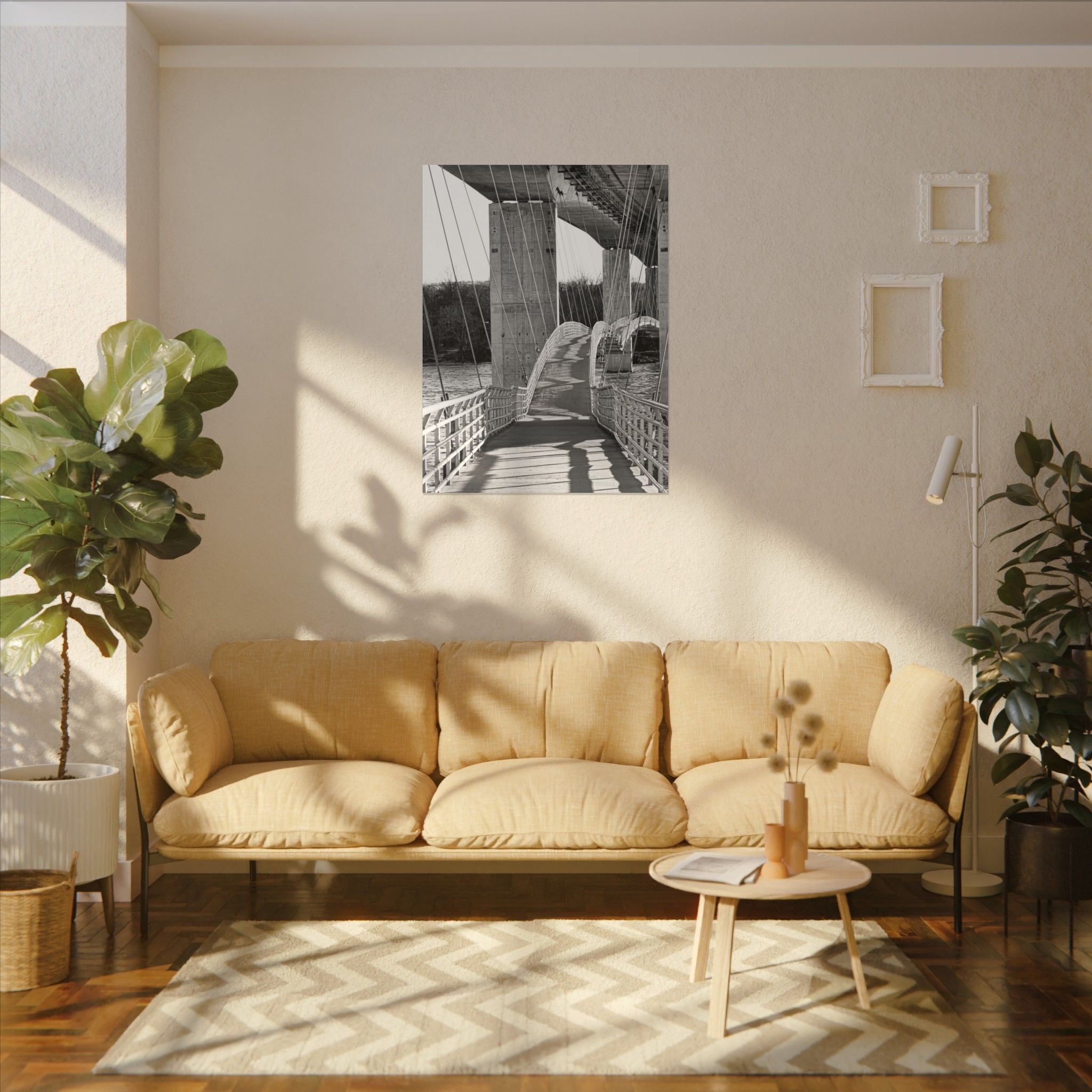 "Foot Bridge" - Black & White Bridge Photo Canvas