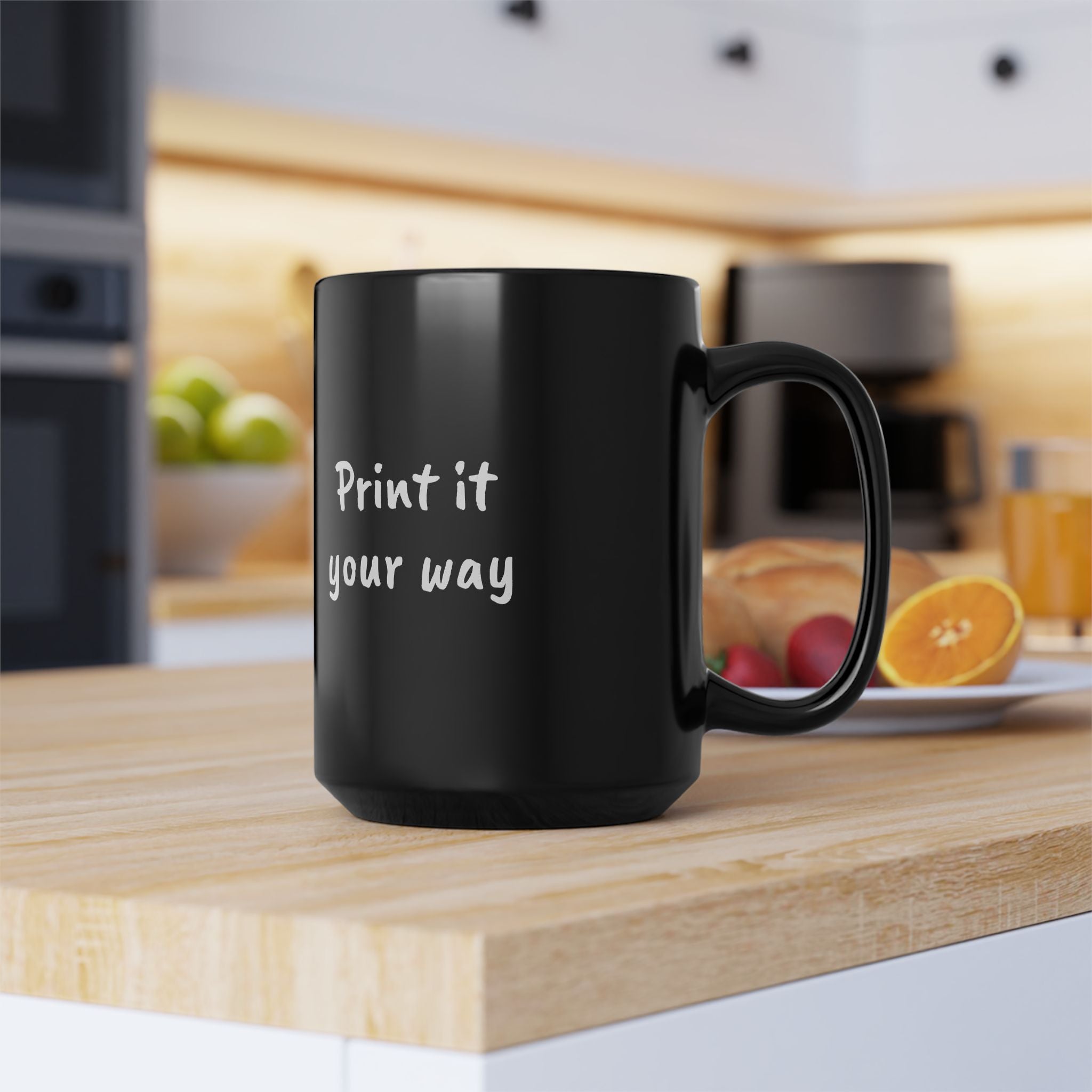 Custom 15oz Black Ceramic Mug — Classic Large Coffee Cup