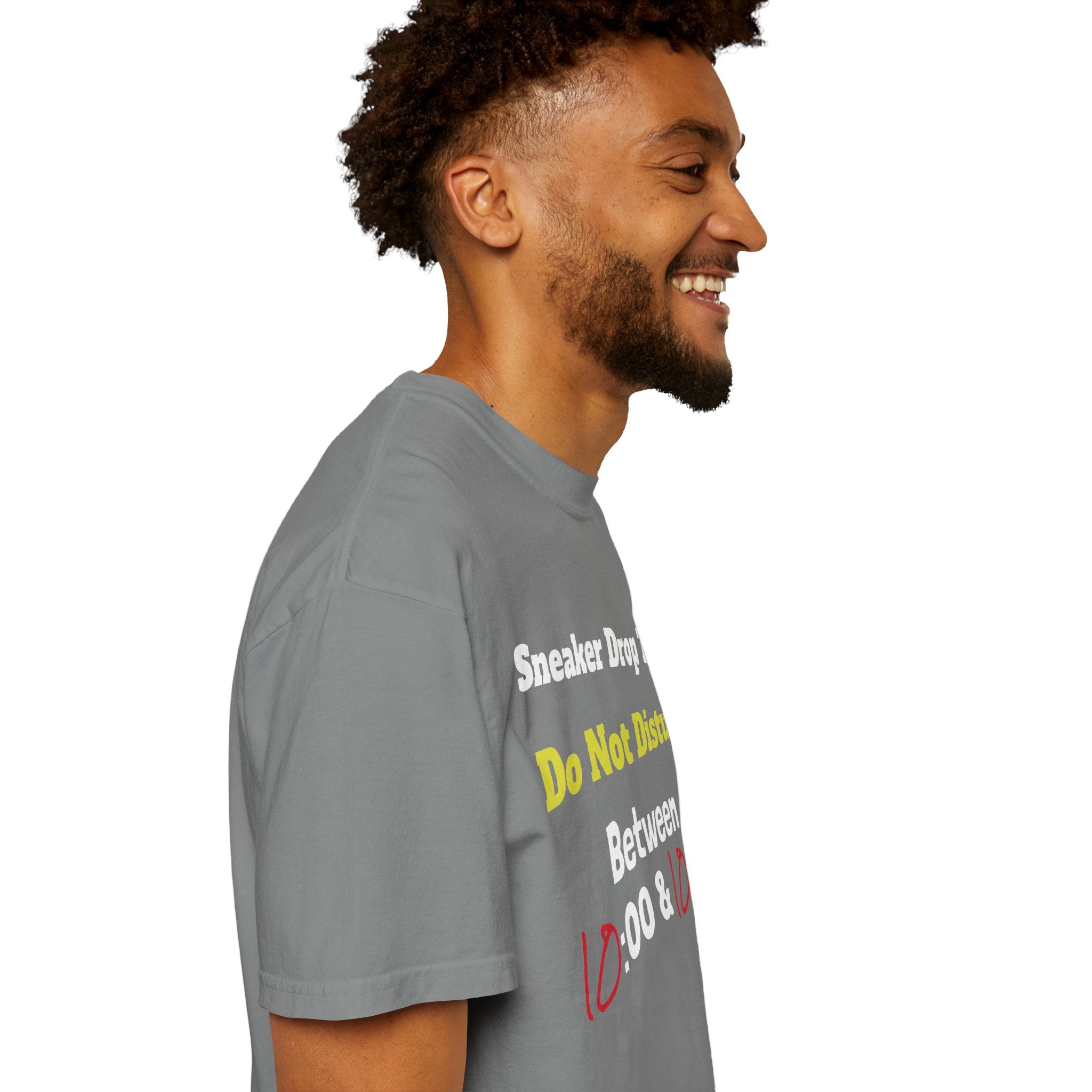 "Designed by You" Sneaker Drop Day T-Shirt — "Do Not Disturb between __:00–__ :05" (Custom Time Zone)