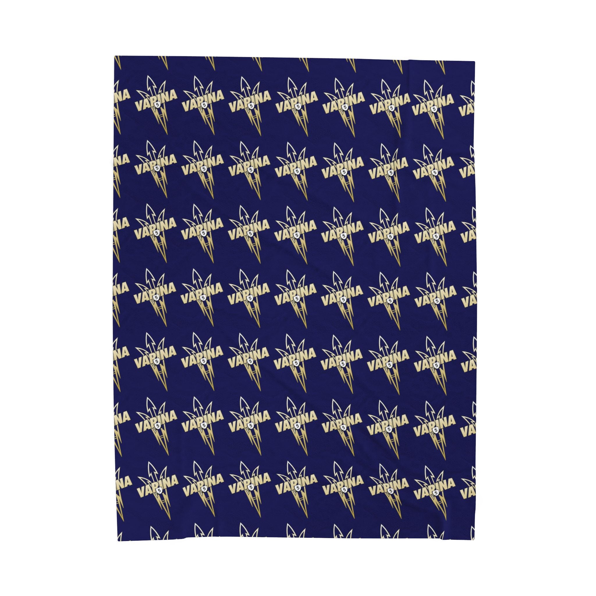 Varina Route 5 Logo Velveteen Plush Blanket – Soft Navy Throw