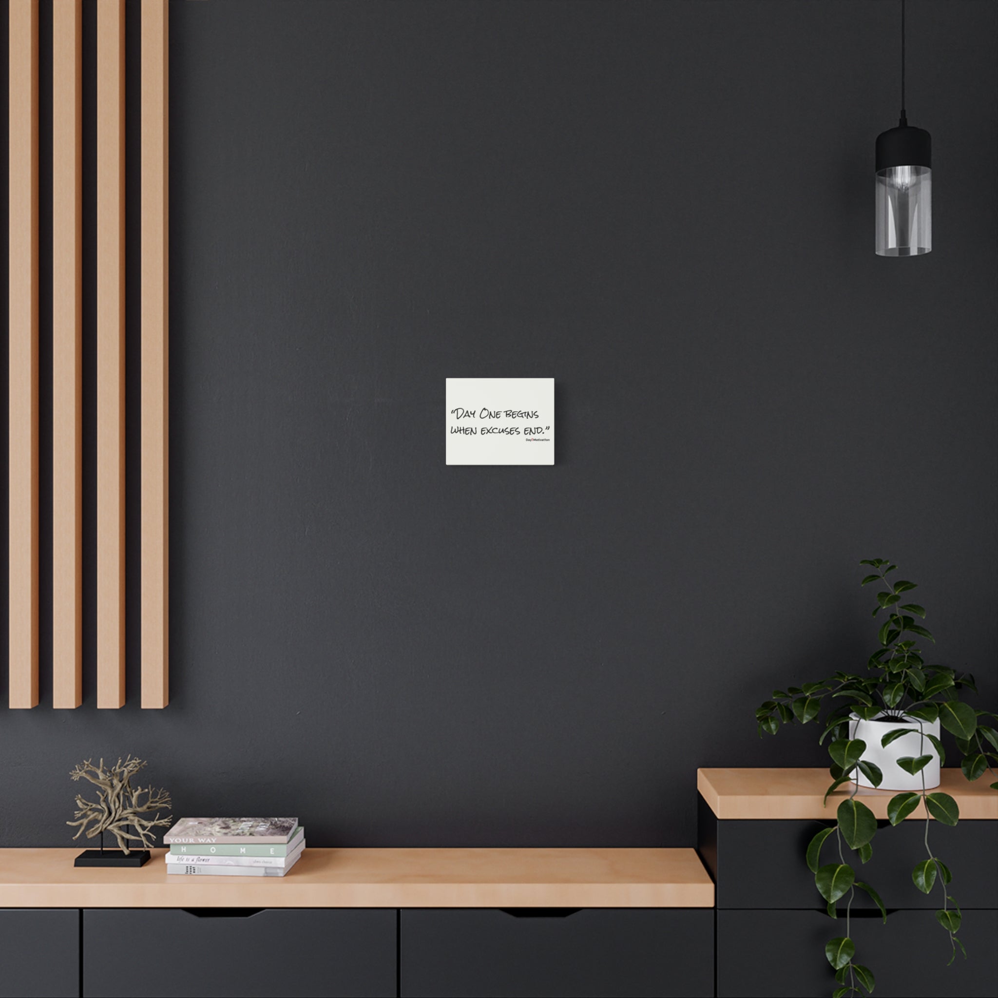 Motivational Canvas Wall Art – “Day One begins when excuses end.”