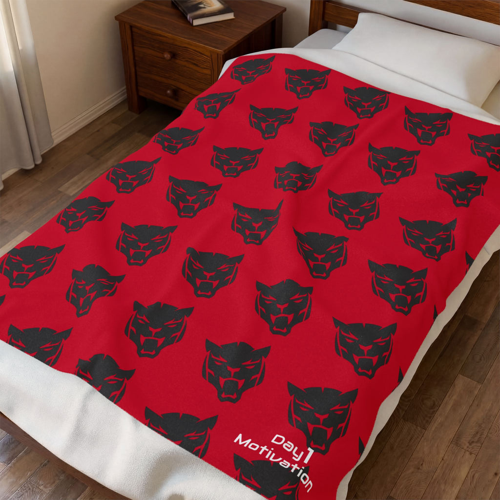 Red Velveteen Plush Blanket — Black Panther Stadium Blanket