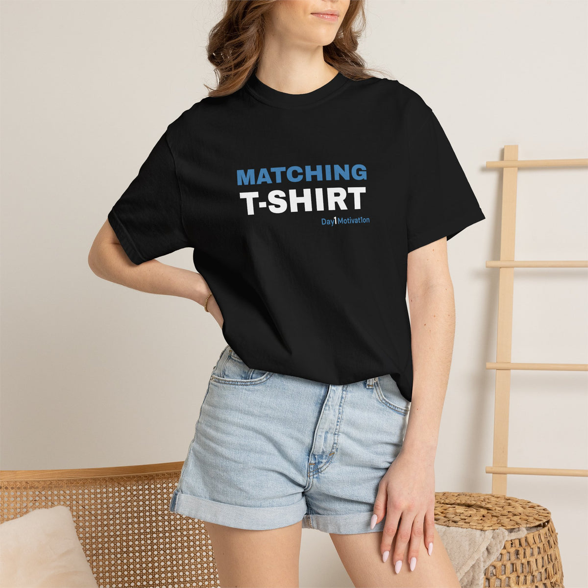 "Matching T-Shirt" | Unisex Graphic Tee with University Blue and Black Text