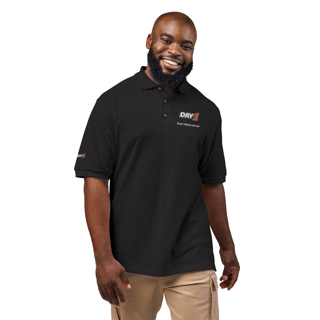 "Designed by You" — Embroidered Polo Shirt (Light text)